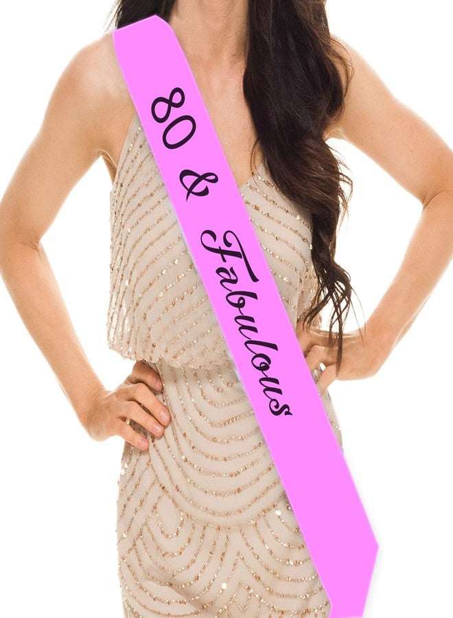 Hubops 80 & Fabulous sash for Girls Birthday /80th Birthday Sash Party Decoration (pink) - Image 1